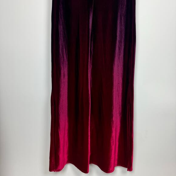 KATHIE LEE Velvet Maxi Dress Burgundy Red Ombre Sleeveless Size Medium Y2K - Picture 7 of 8